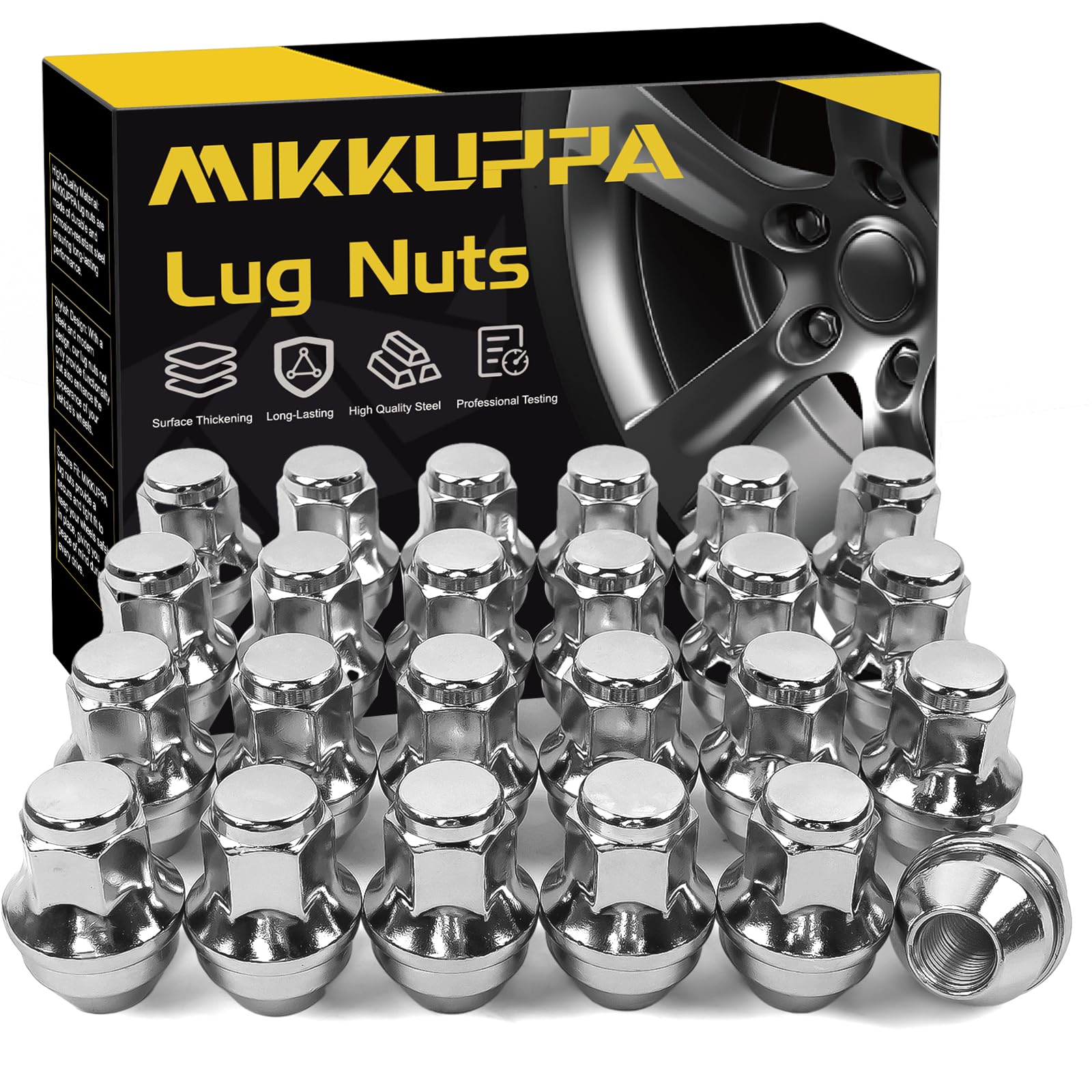 MIKKUPPA 24PCS OEM M14x1.5 Lug Nuts - Replacement for 2015-2022 Ford F150 Expedition Lincoln Navigator, for Original Factory Wheels, Chrome One-Piece Cone Seat Style Closed End Lug Nuts
