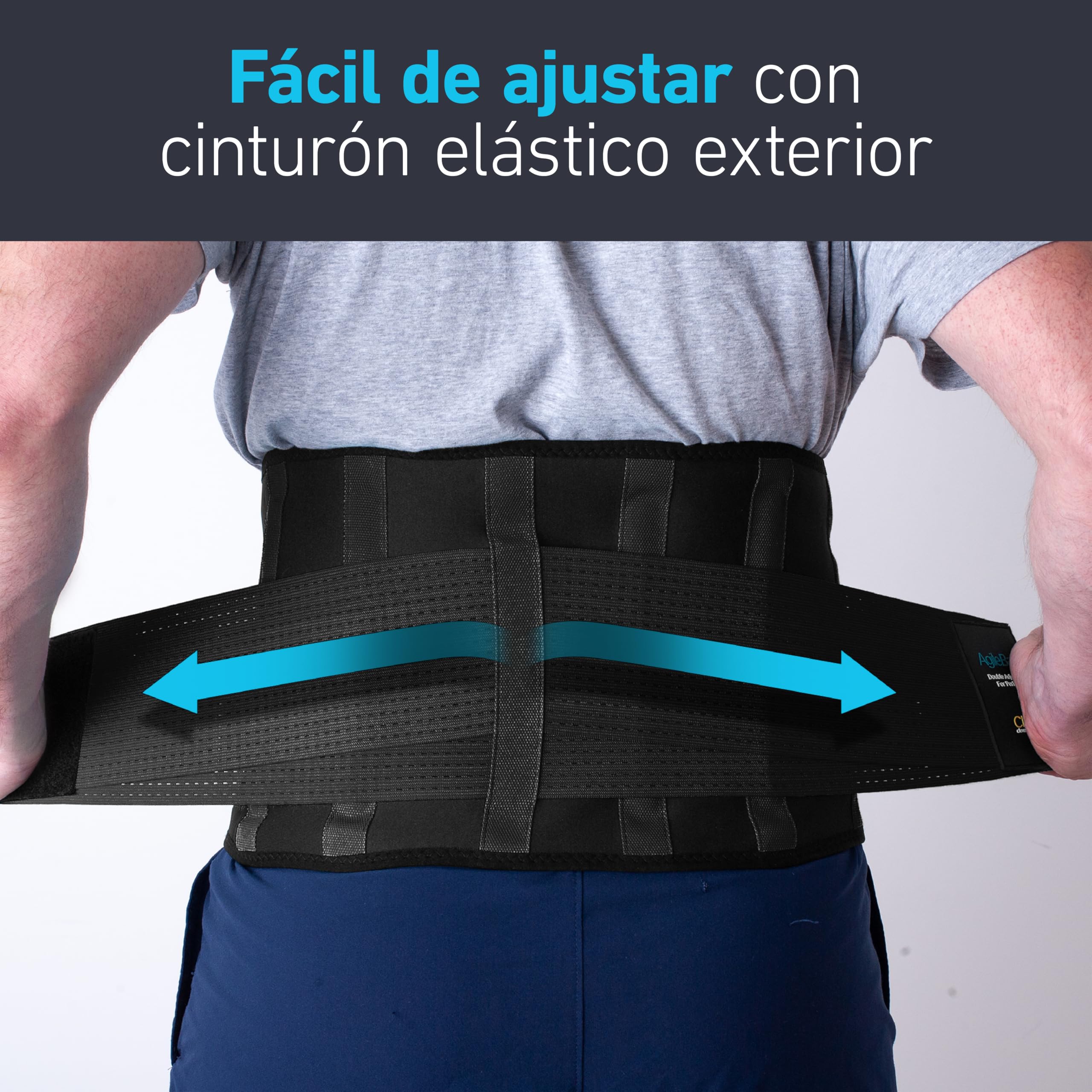 Clever Yellow Faja Lumbar para Hombre y Mujer - Soporte Ajustable | Incluye 1 faja lumbar ajustable talla XXL con 7 soportes, 4 refuerzos y doble ajuste para hombre y mujer.