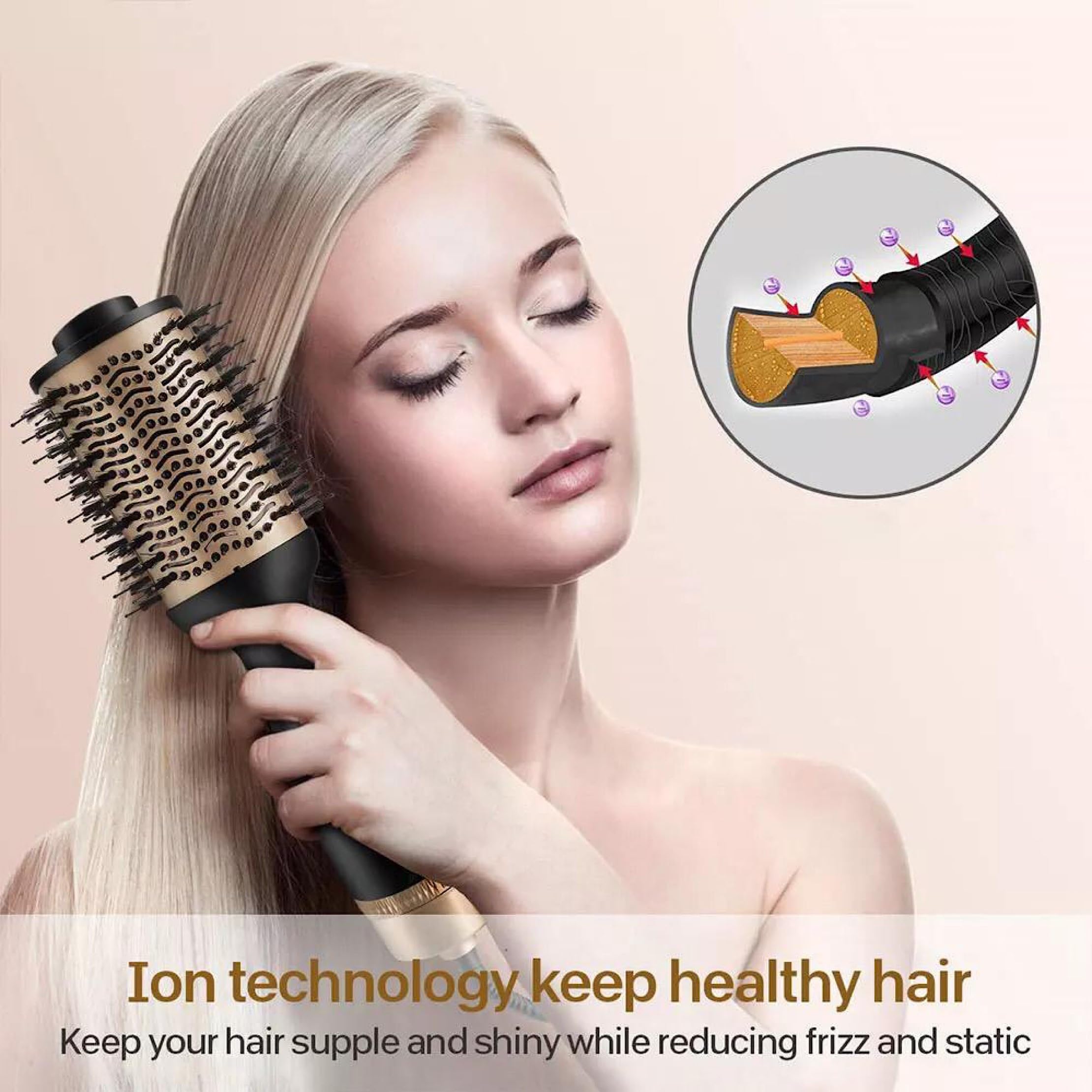 Lalano’S Cosmetics 5-in-1 Hairstylist – Warmluftbürste mit Ionen-Technologie, 1200 W – Trocknen, Glätten, Volumen & Stylen in Einem – Anti-Frizz Rundbürste mit 360° Kabel & Hitzeschutz
