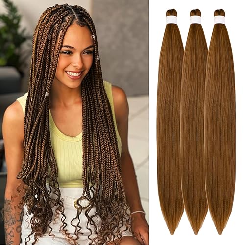 Brown Honey Braiding Hair Pre Stretched 27/30# Knotless Braiding Hair