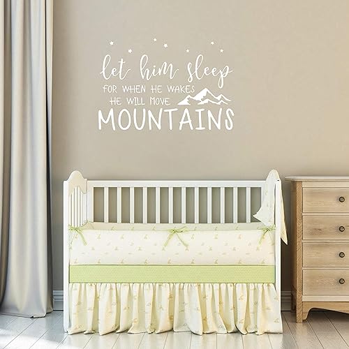 Miniatura 3 de Calcomanía de pared con texto en inglés Kids Let Him Sleep for When He Wakes He Will Move Mountains, calcomanías de pared de vinilo para habitación