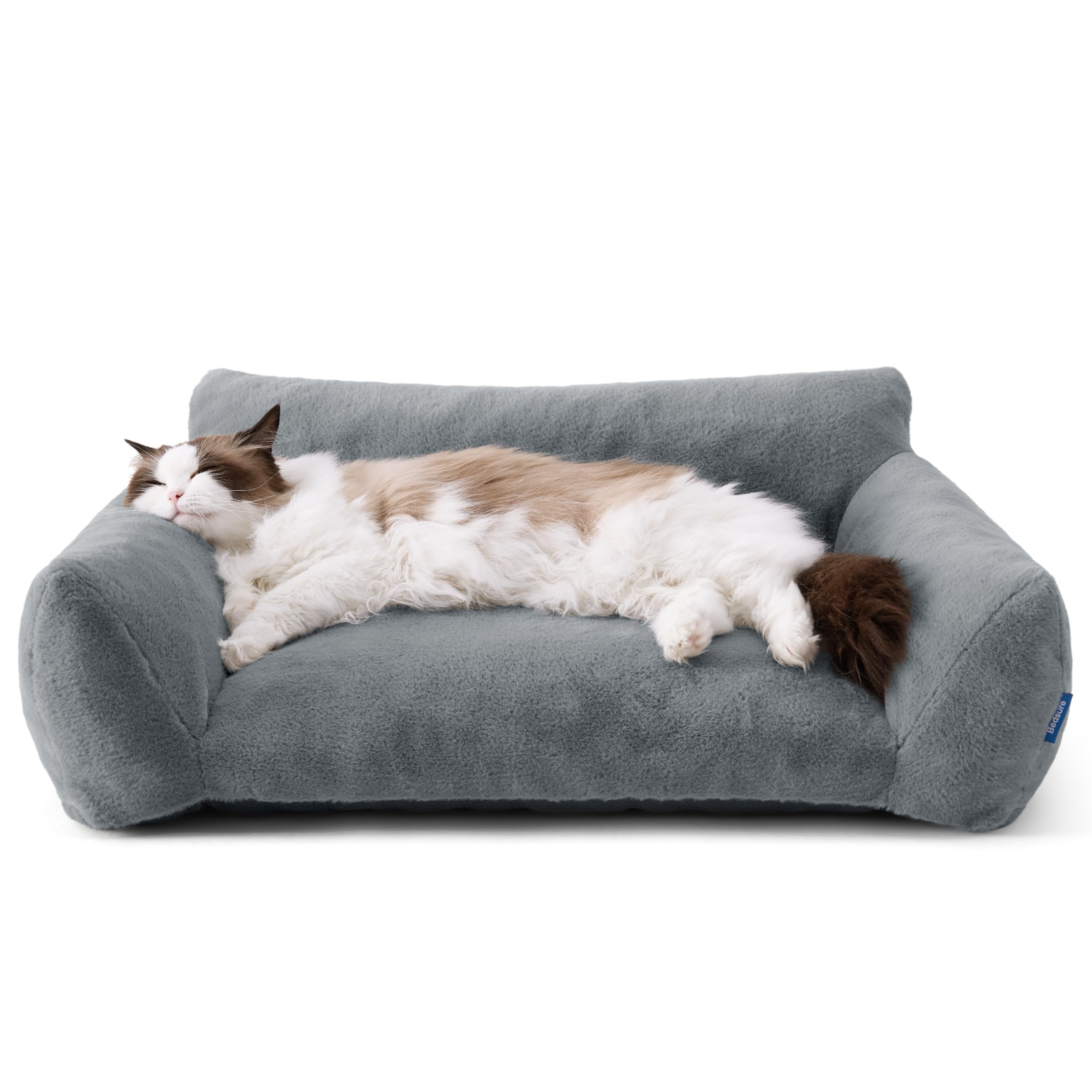BEDSURE Katzensofa Katzenbett - 61x46x25/76x51x25cm, Dunkelgrau/Kamel
