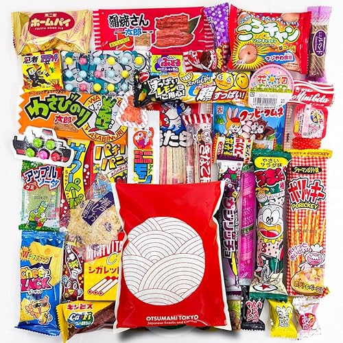 OTSUMAMI TOKYO 35pcs Original Japanese Dagashi Candy & Snack Assortment Gift Bag - Hand-Picked Variety Box of Popular Treats - Fun & Unique Gifts for Kids & Adults - Perfect for Birthdays, Parties & Souvenirs