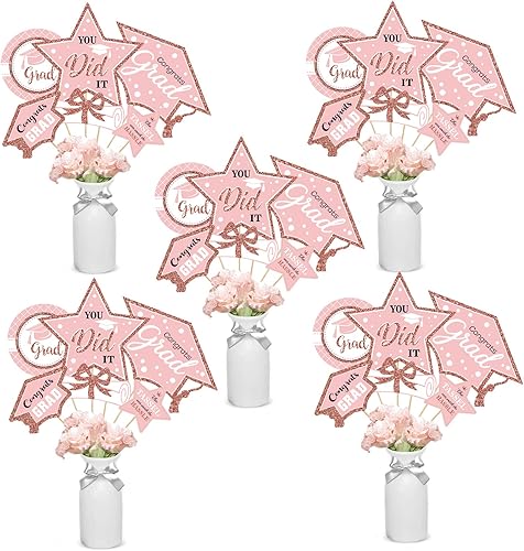 Juego de 24 decoraciones de graduación de color oro rosa, decoración de mesa de clase de 2022, felicitaciones, fiesta de graduación, centro de mesa,