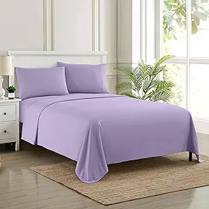 Twin XL Sheets - Breathable Luxury Sheets with Full Elastic & Secure Corner Straps Built In - 1800 Supreme Collection Extra Soft Deep Pocket Bedding Set, Sheet Set, Twin XL, Lavender
