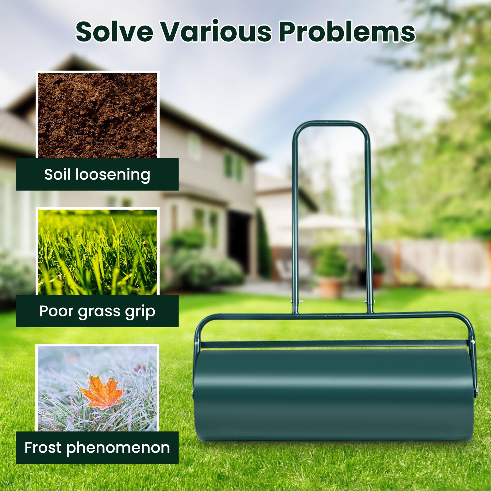 ARNOT - Rullo per prato, 30,5 x 91,4 cm, 63 l, resistente, spingere/trainare dietro acqua/sabbia, per parco, giardino, cortile, campo da palla, verde