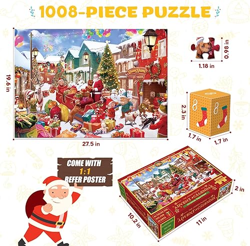 Miniatura 6 de Calendario de Adviento 2023, rompecabezas de Navidad para niños y adultos, calendarios de cuenta regresiva de 24 días para niños y niñas,