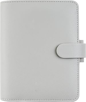 Filofax Saffiano Organizer, Pocket Size, Granite - Cross-Grain, Leather-Look, Six Rings, Week-to-View Insert, Multilingual C028812