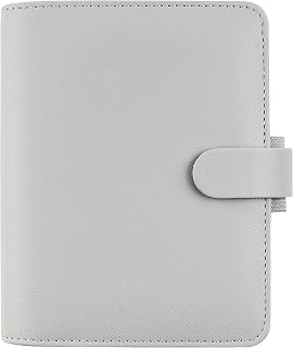 Filofax Saffiano Organizer, Pocket Size, Granite - Cross-Grain, Leather-Look, Six Rings, Week-to-View Insert, Multilingual (C028812)