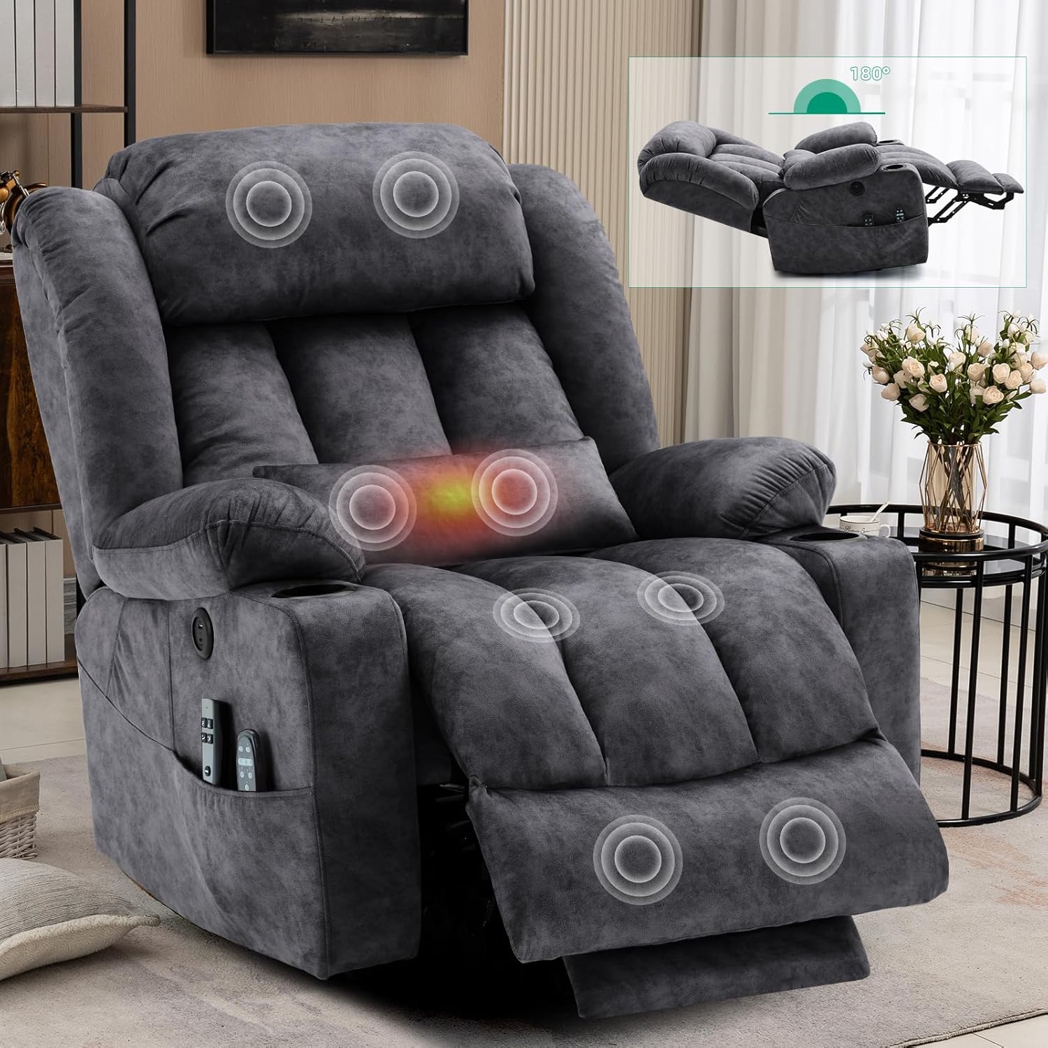 VIVIJASON Tall Man Large Dual Motor Power Lift Recliner Chair with Extended Footrest