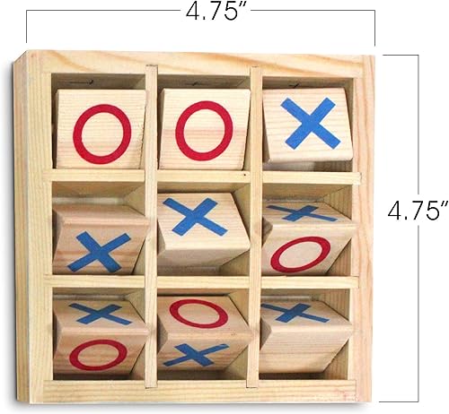 Miniatura 2 de Gamie Juego de madera Tic-Tac-Toe, pequeño juego clásico de viaje de madera para niños con piezas giratorias fijas, decoración de mesa auxiliar,