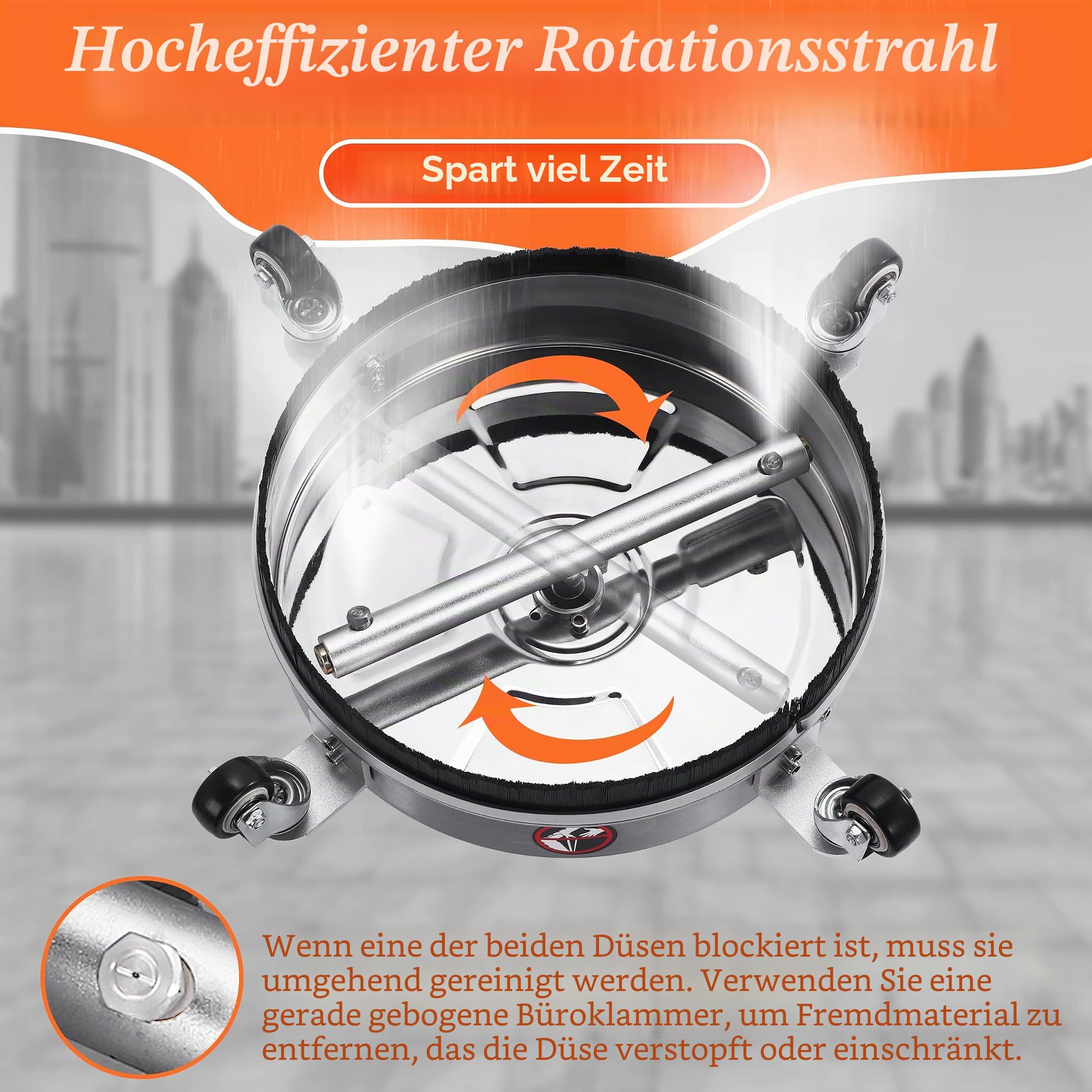 M MINGLE Flächenreiniger 36cm für Hochdruckreiniger, 1/4" Kupplung, 276 bar