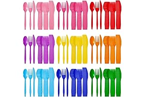 Zhehao 405 Pcs Neon Colored Plastic Silverware