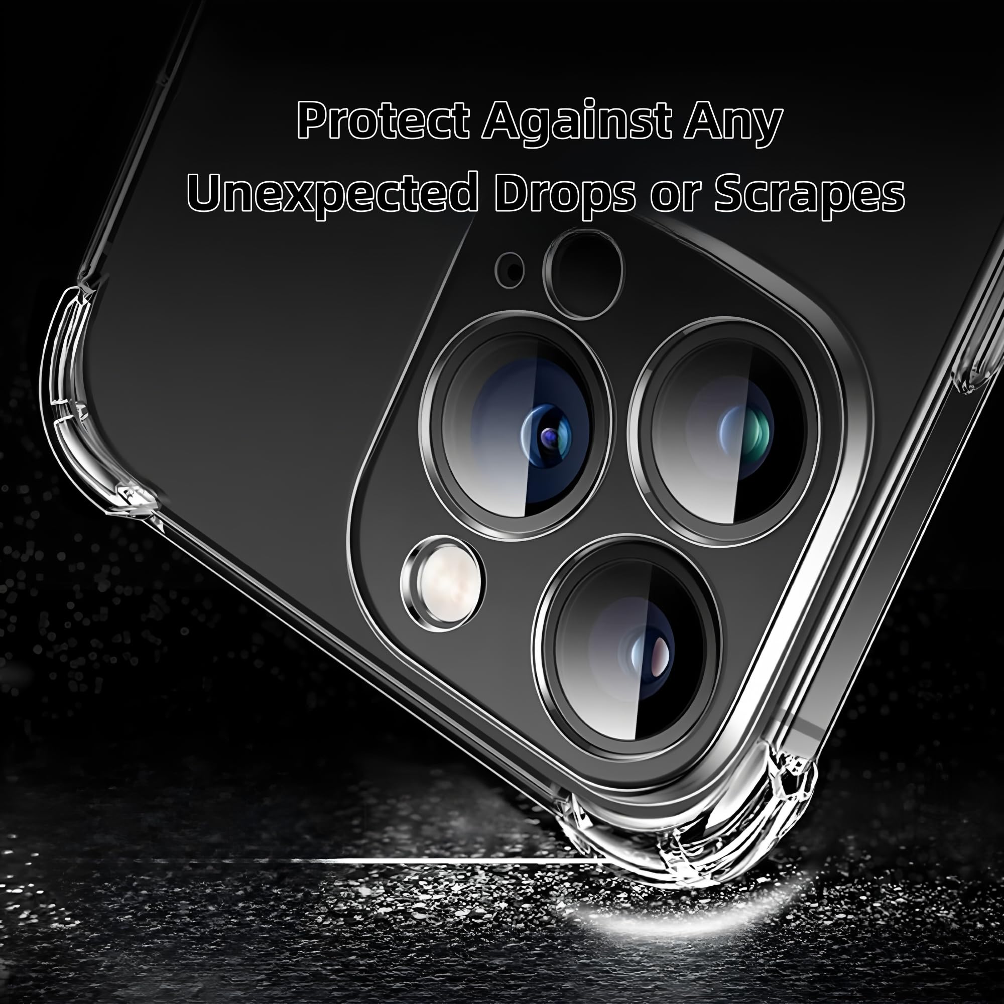 New&Teck - Cover Compatibile con iPhone 13 (6.1) + protezione schermo in vetro temperato, in silicone TPU trasparente, con angoli rinforzati, protezione trasparente