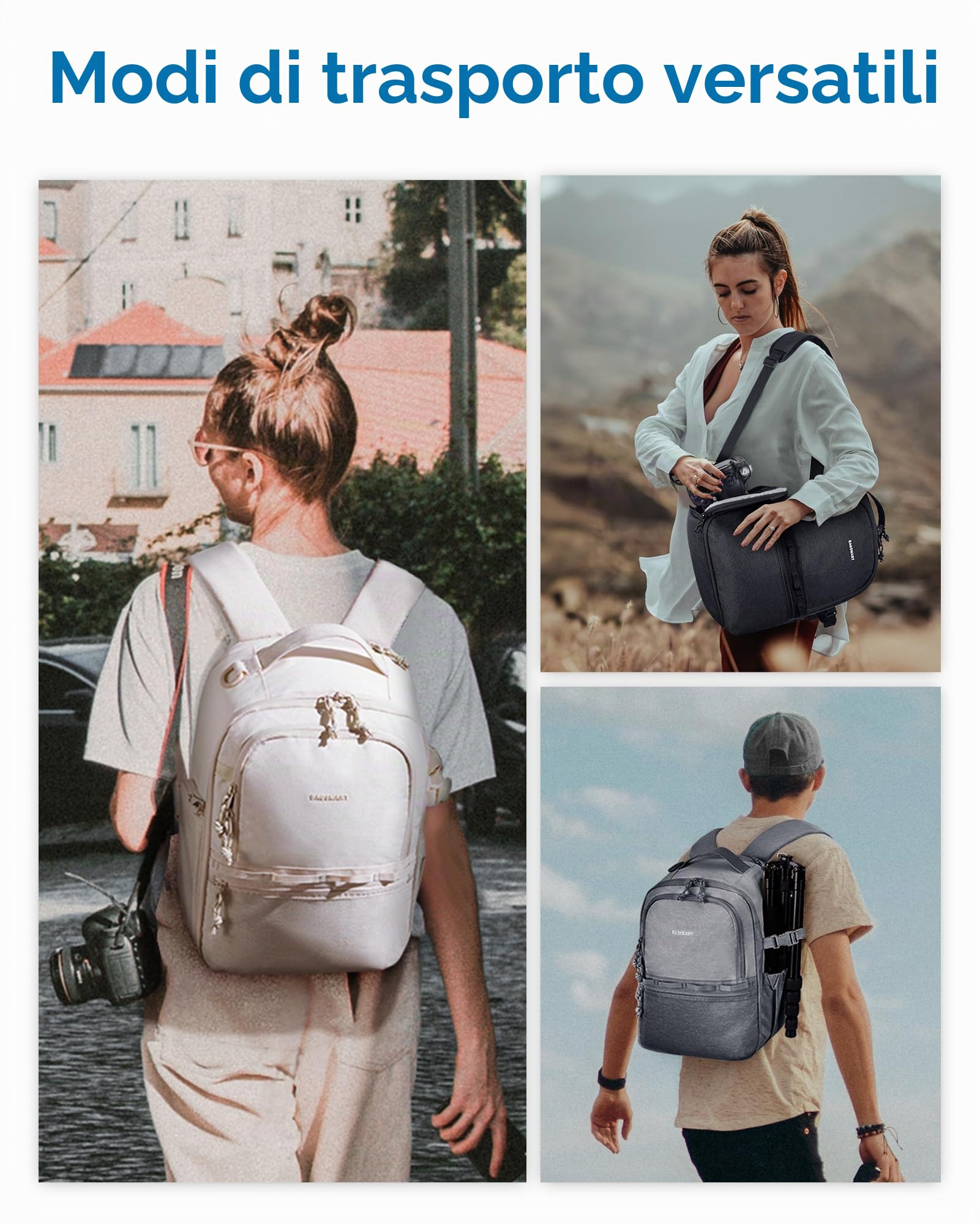 bagsmart Zaino per fotocamera, DSLR SLR piccola, compatibile con fotografi, tracolla 2 in 1, adatto per iPad da 12,9", per Sony, Canon, Nikon