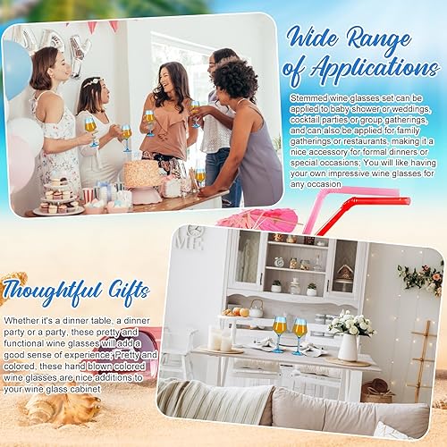 Miniatura 6 de Gandeer 6 copas de vino de plástico de 15 onzas, vasos acrílicos irrompibles con tallo reutilizables para fiestas, bodas, restaurantes,