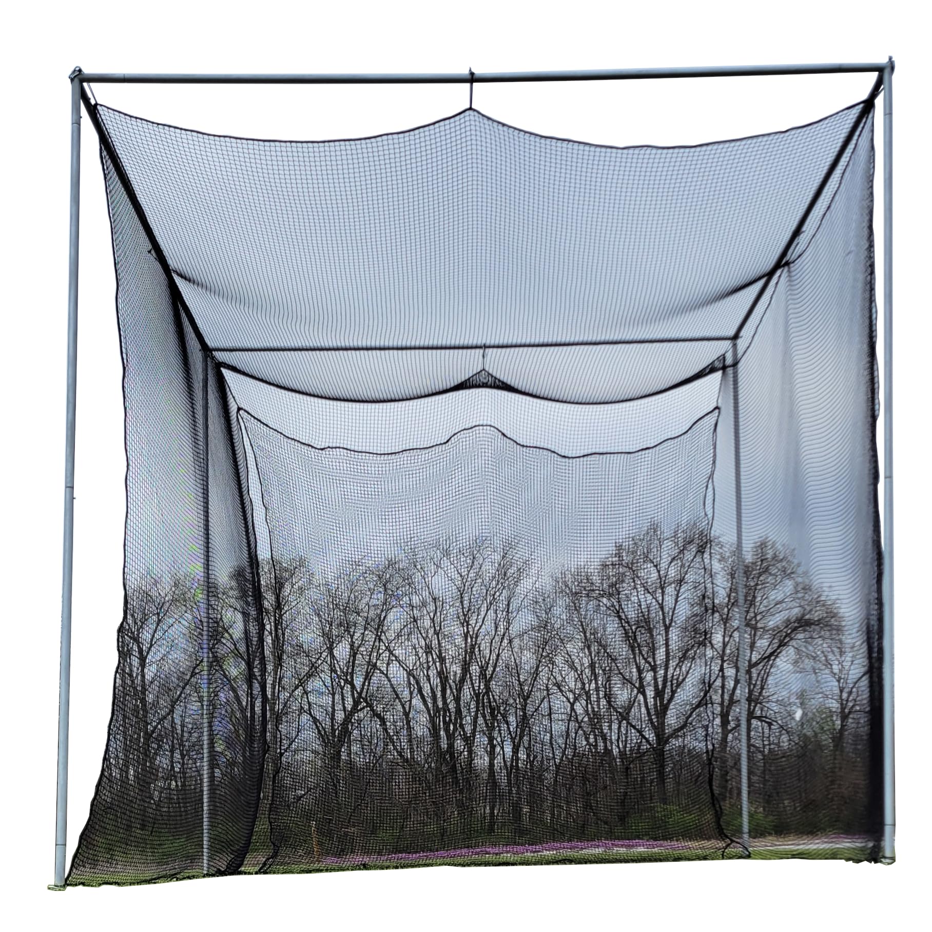 Jones Sports 10' x 10' x 10' #252 Knotless Nylon Golf Net and 10' x 10' Baffle with Complete Push-Button Frame
