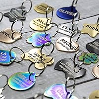 Vista 2 de Etiquetas de perro grabadas personalizadas, de acero inoxidable, grabadas, etiquetas de identificación de perro y gato, parte delantera y trasera