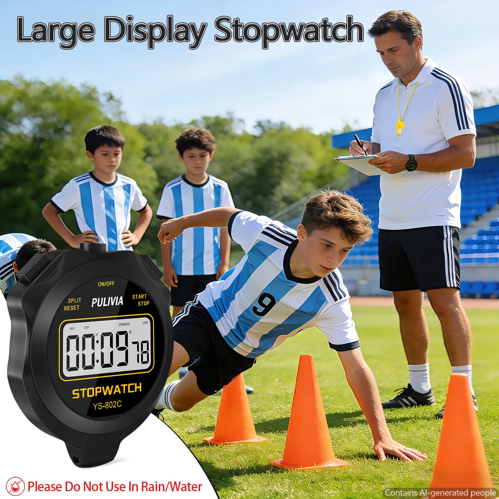 Cronómetro Deportivo con Silbato, Función de Encendido/Apagado, Silencioso, Fácil de Usar, Cronómetro Digital para Entrenadores Deportivos, Profesores de Educación Física, árbitros y Niños