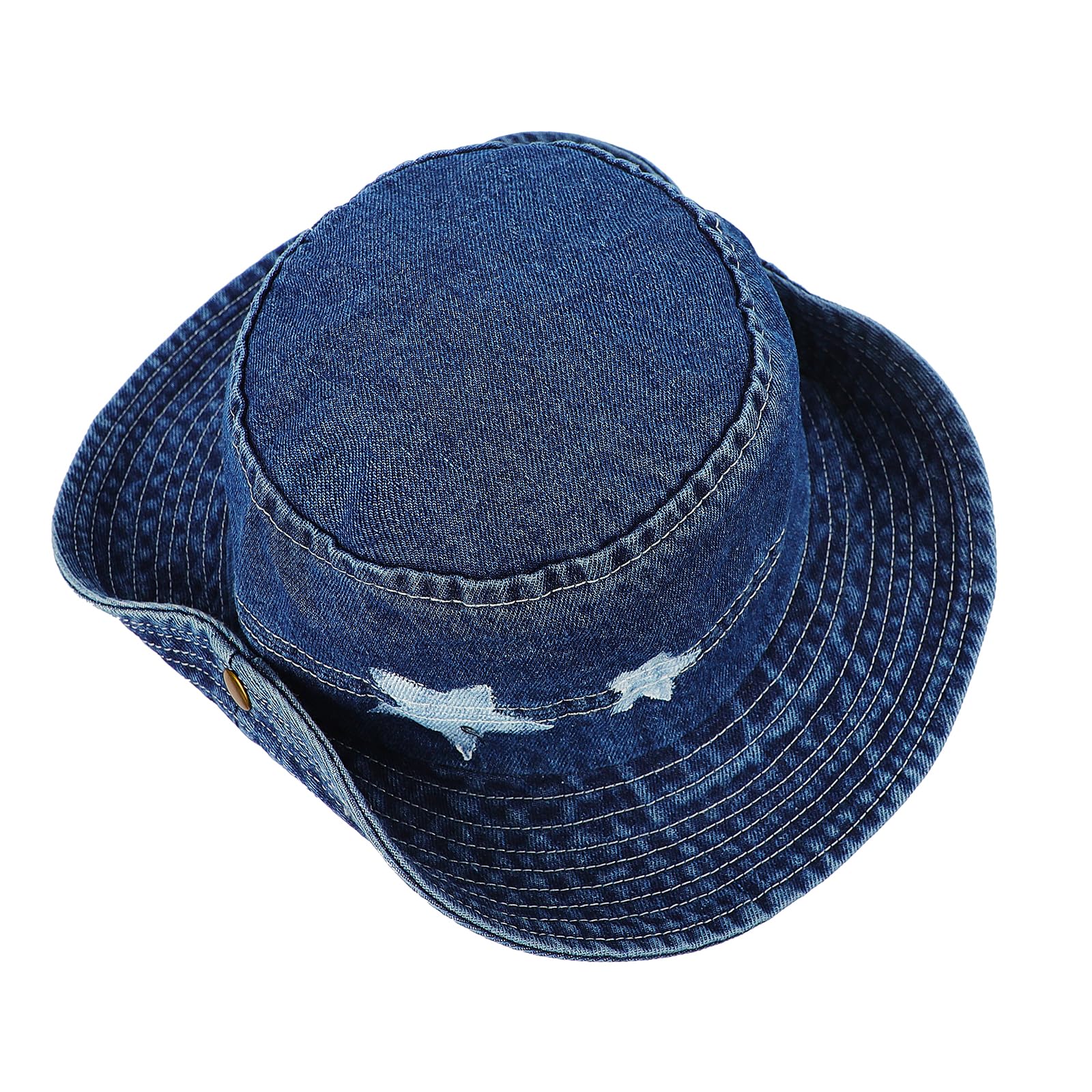 Vintage Stars Denim Cowgirl Cowboy Hats Men Women Shapable Wide Brim UV Sun Protection Fisherman Bucket Hats UPF 50+ Holiday Travel Beach Rave Party Panama Fedora Caps Headwear Topee