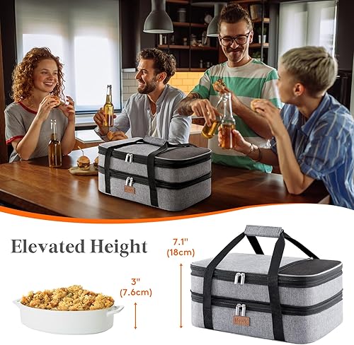 Miniatura 4 de Lifewit Cazuela doble aislada para almuerzo térmico para fiestas de comida, picnic, playa, se adapta a cazuela de 9 x 13 pulgadas, expandible por