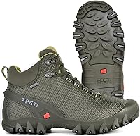 XPETI Men's TERRA Mid Waterproof Hiking Boots - Rubber Sole, Mesh Lining, Superior Traction & Support, 4.6 Stars