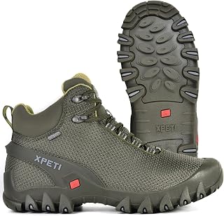 XPETI Men's TERRA Mid Waterproof Hiking Boots - Rubber Sole, Mesh Lining, Superior Traction & Support, 4.6 Stars