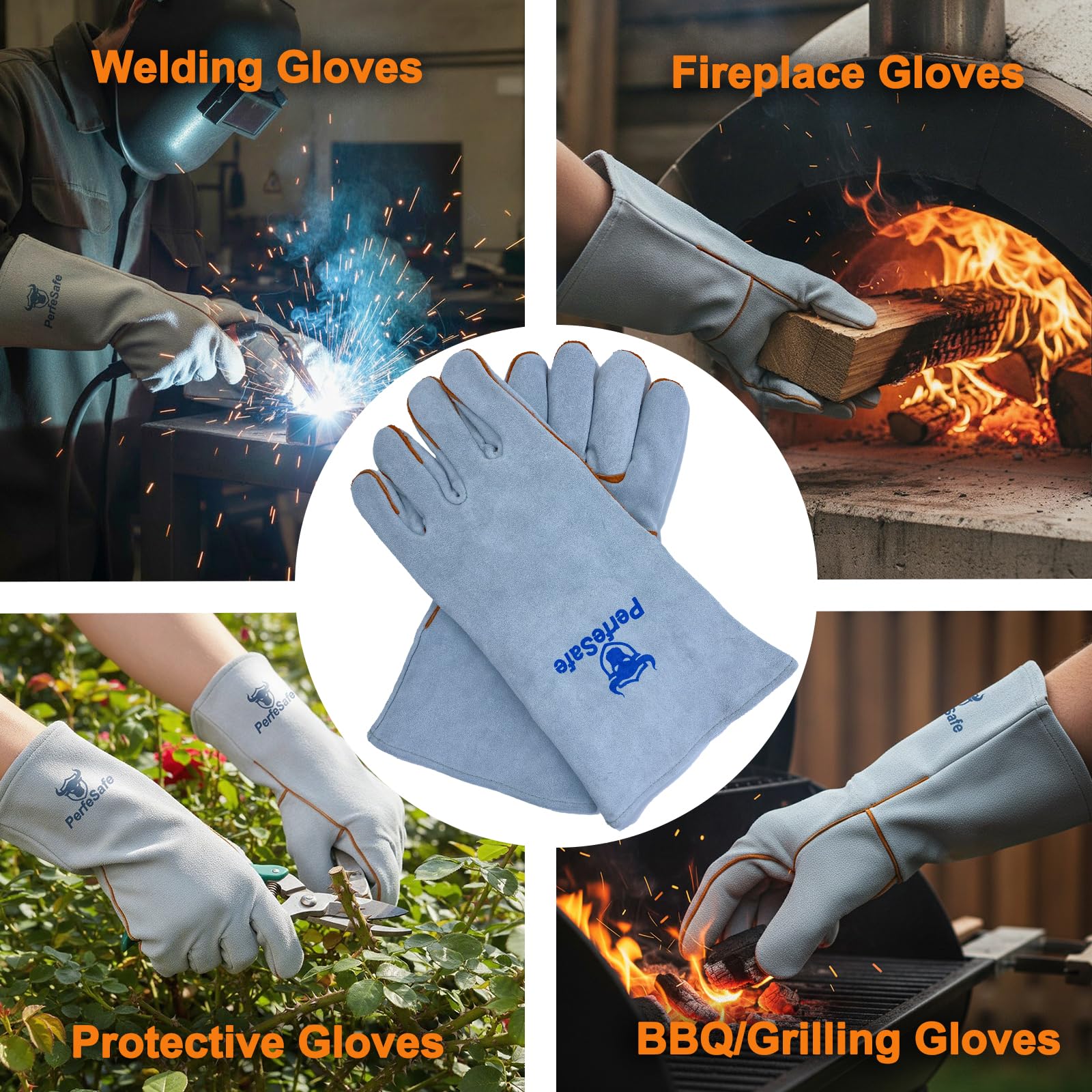 Guantes de soldadura de 16 pulgadas, guantes de jardinería para hombre y mujer, resistentes, resistentes a la abrasión y a los golpes, perfectos para jardinería, construcción, conducción