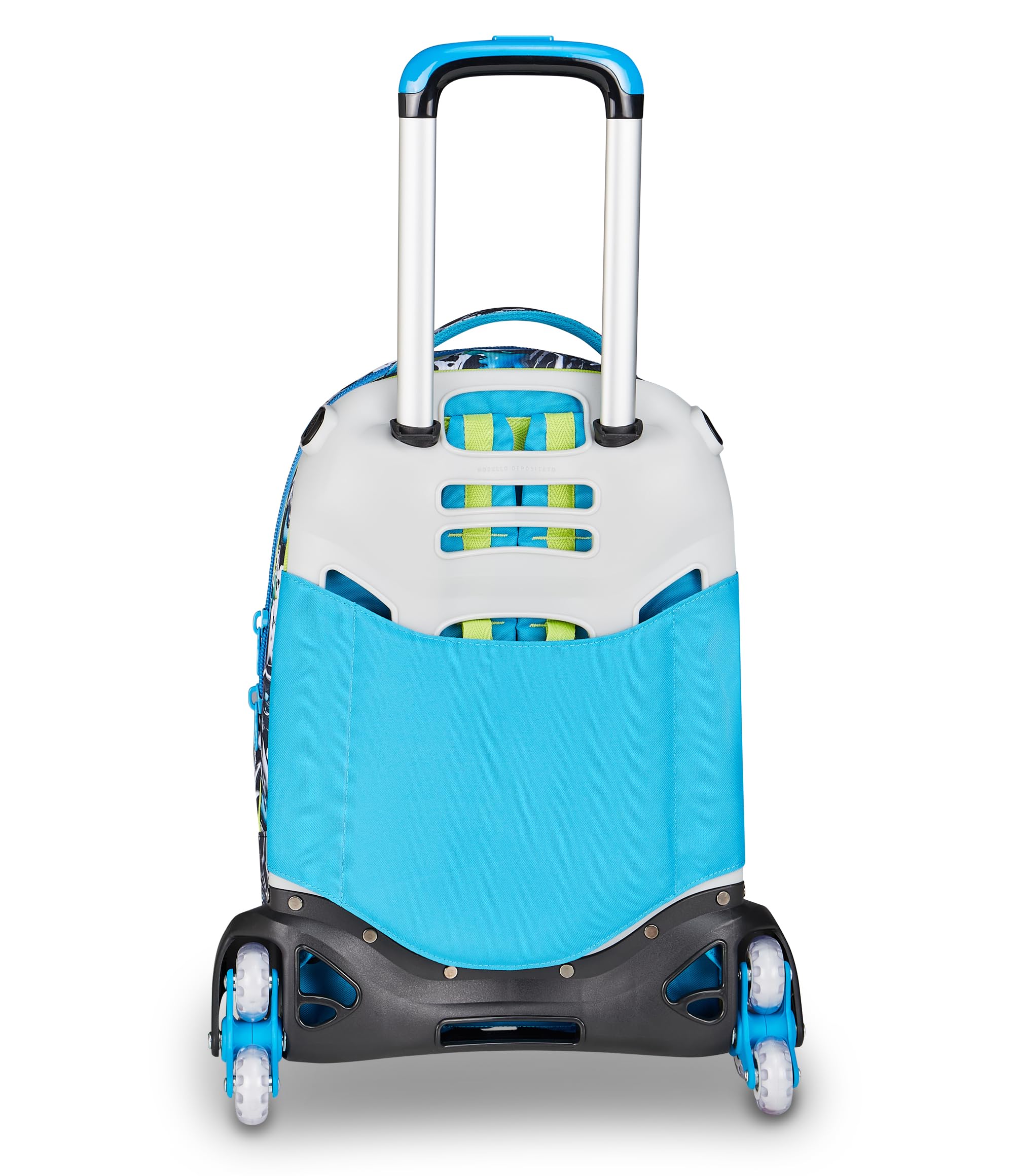 SJ GANG STYLE JAM GANG Trolley Scuola Jack 8 ruote GLACE PANTHER BOY, Celeste, 34L, Scomponibile, Uso Zaino, Cross-over System, Spallacci a scomparsa, Tasca portaborraccia, Elementari e medie, Bambino