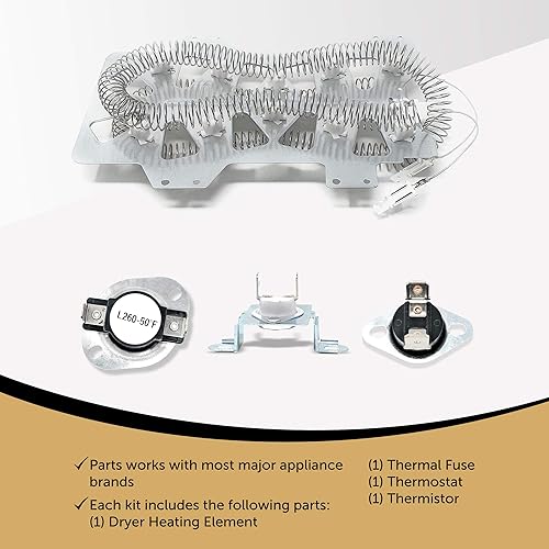 Miniatura 3 de Kit de elementos calefactores para secadora Samsung - Reemplazo de fusible térmico y termostato
