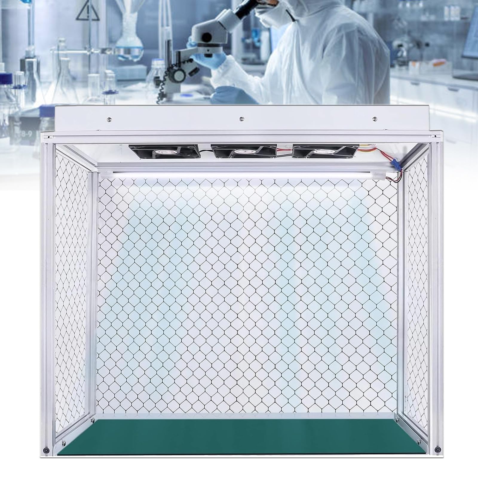 Pionowa ławka do czyszczenia okapu laminarnego z filtrem HEPA do przepływu powietrza, obszar roboczy 62 x 31 cm, idealna do naprawy LCD telefonu i zastosowań laboratoryjnych, konstrukcja ze stopu