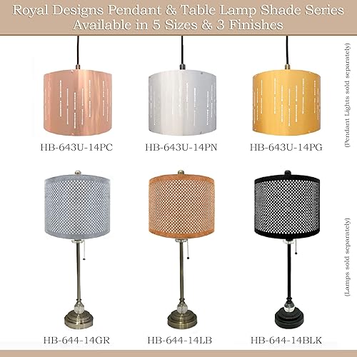 Miniatura 6 de Royal Designs, Inc. HB-643-14PC-2 - Pantalla de lámpara de tapa dura con diseño de plantilla, cobre pulido, 14 x 14 x 10 pulgadas, paquete de 2