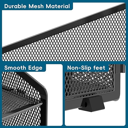 Miniatura 4 de Organizador de archivos de escritorio, organizador de papel con 4 bandejas de letras y 2 secciones verticales verticales, organizadores de