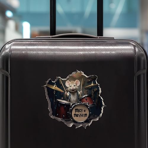 Miniatura 7 de Adhesivo de pared 3D con agujero de ratón de baterista con agujero de ratón