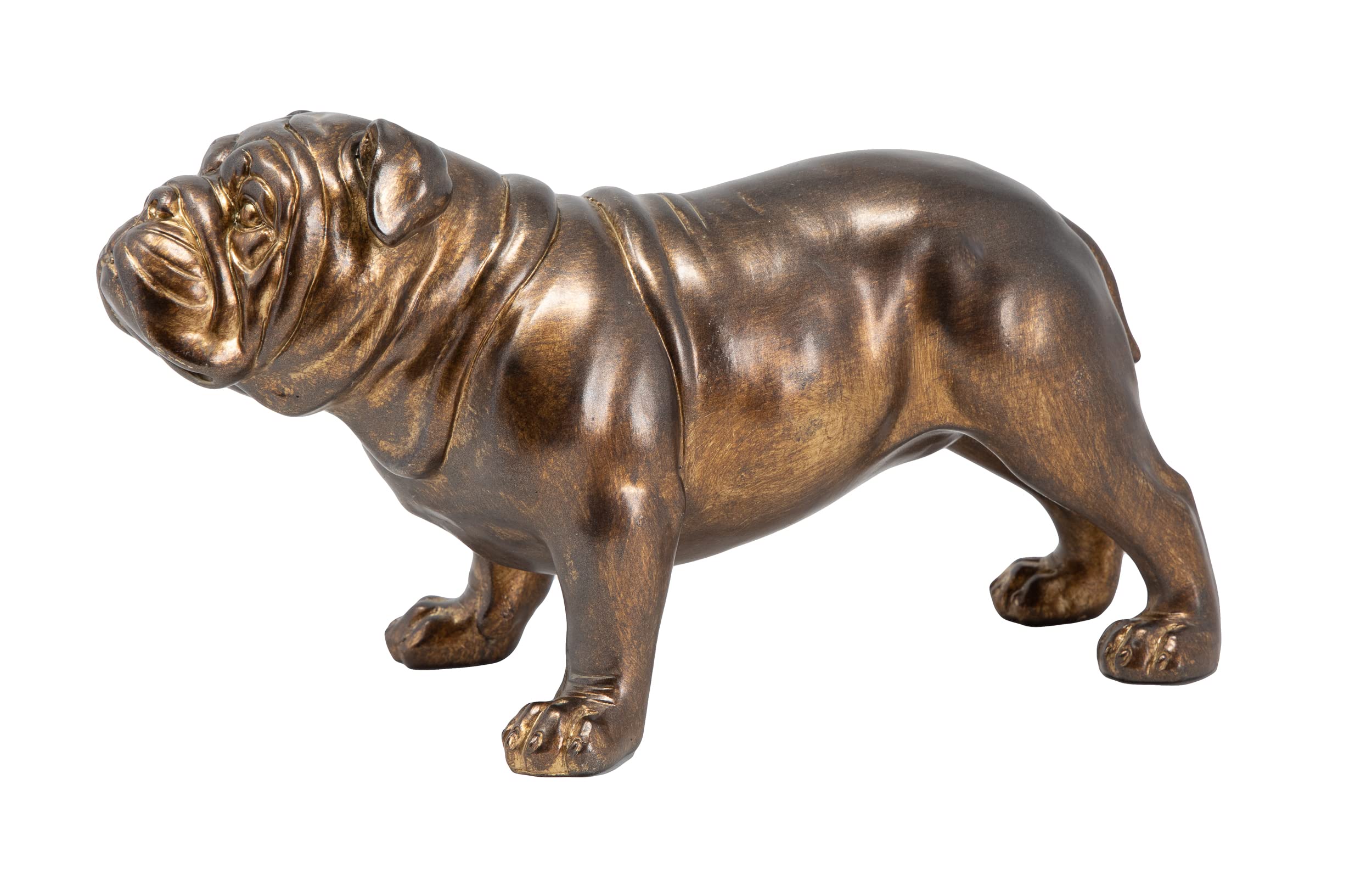Sculpture en résine bronzée bouledogue britannique décoration classique chien debout finition bronze antique