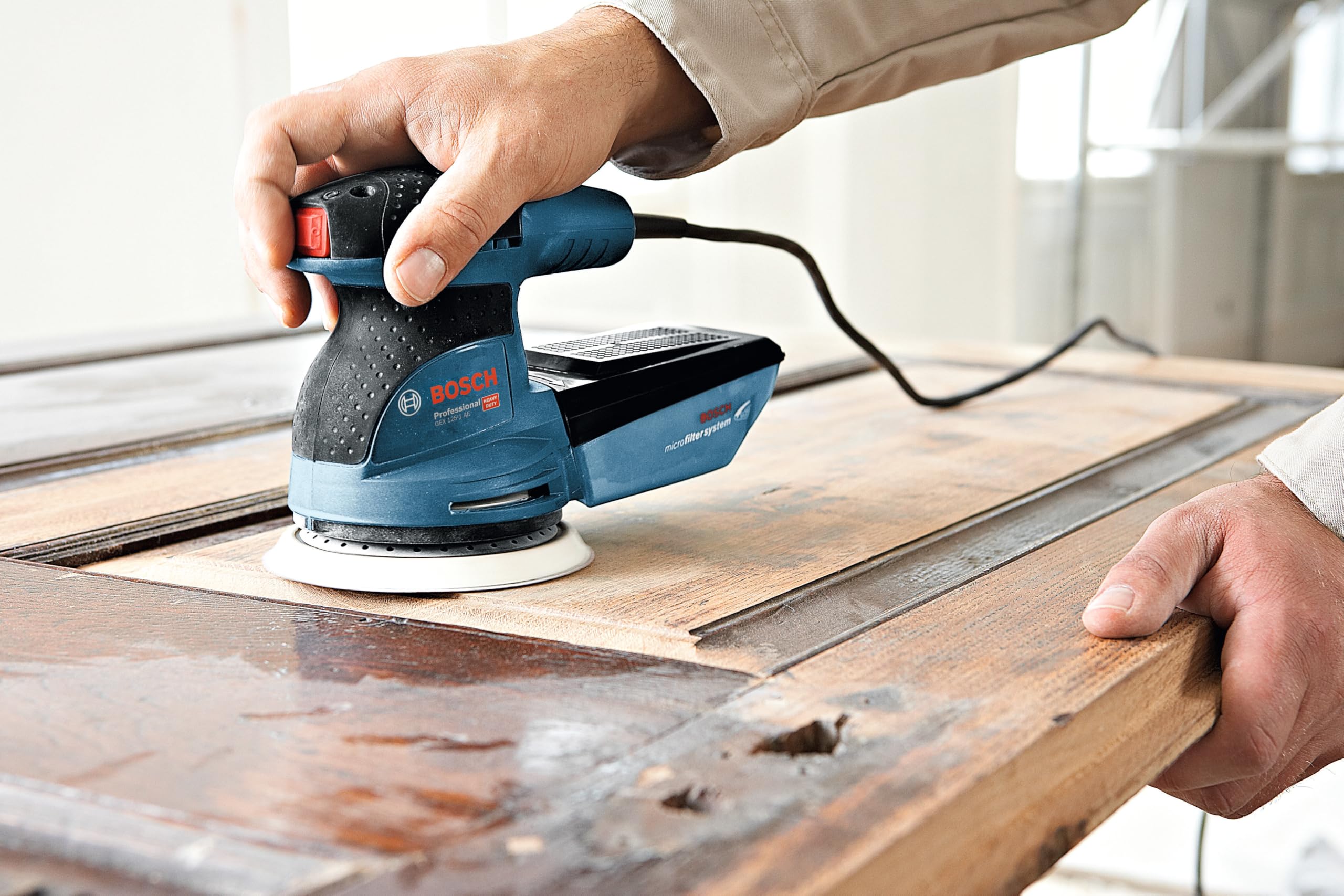 Bosch Professional Levigatrice Rotoorbitale Gex 125-1 Ae (Platorello da 125 Mm, Motore da 250 Watt)