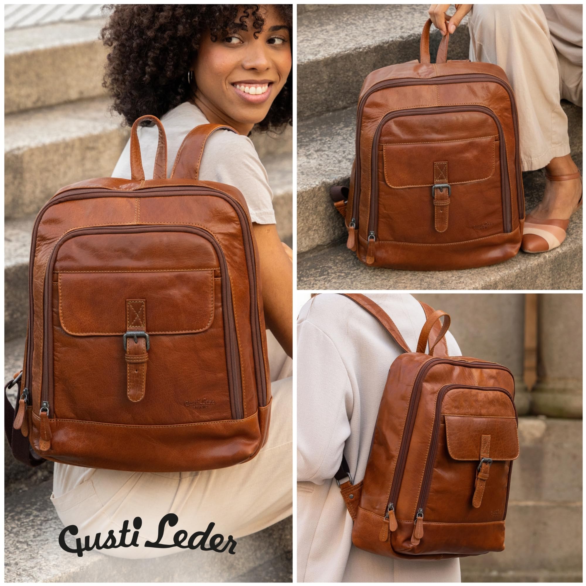 Gusti Leder „Niki“ Rucksack – Echtleder Laptoprucksack Vintage