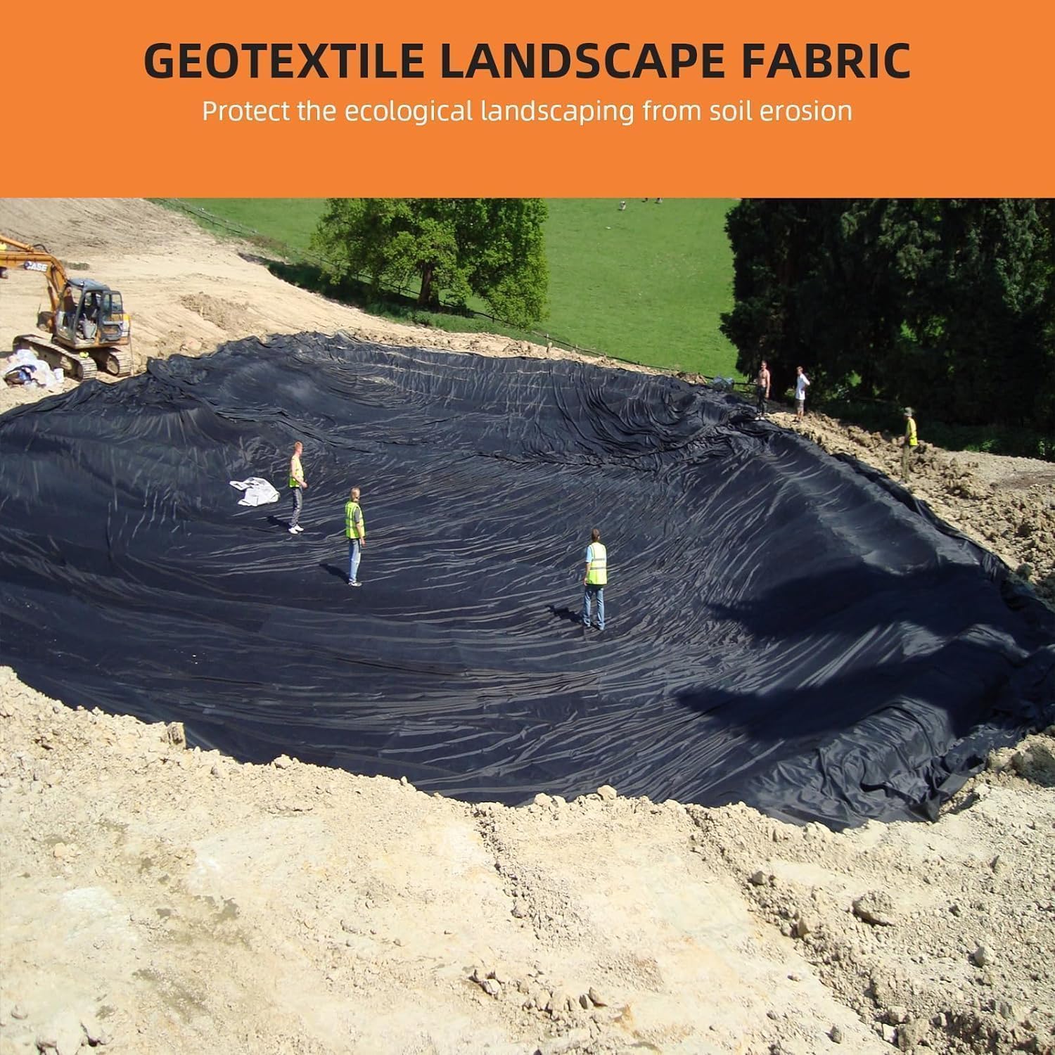 PioneerWorks Geotextile 6ft x 100ft & 6oz Landscape Fabric, PP Drainage 350N Tensile Strength 440N Load Capacity for Driveway and Road Stabilization, Erosion Control, French Drains.