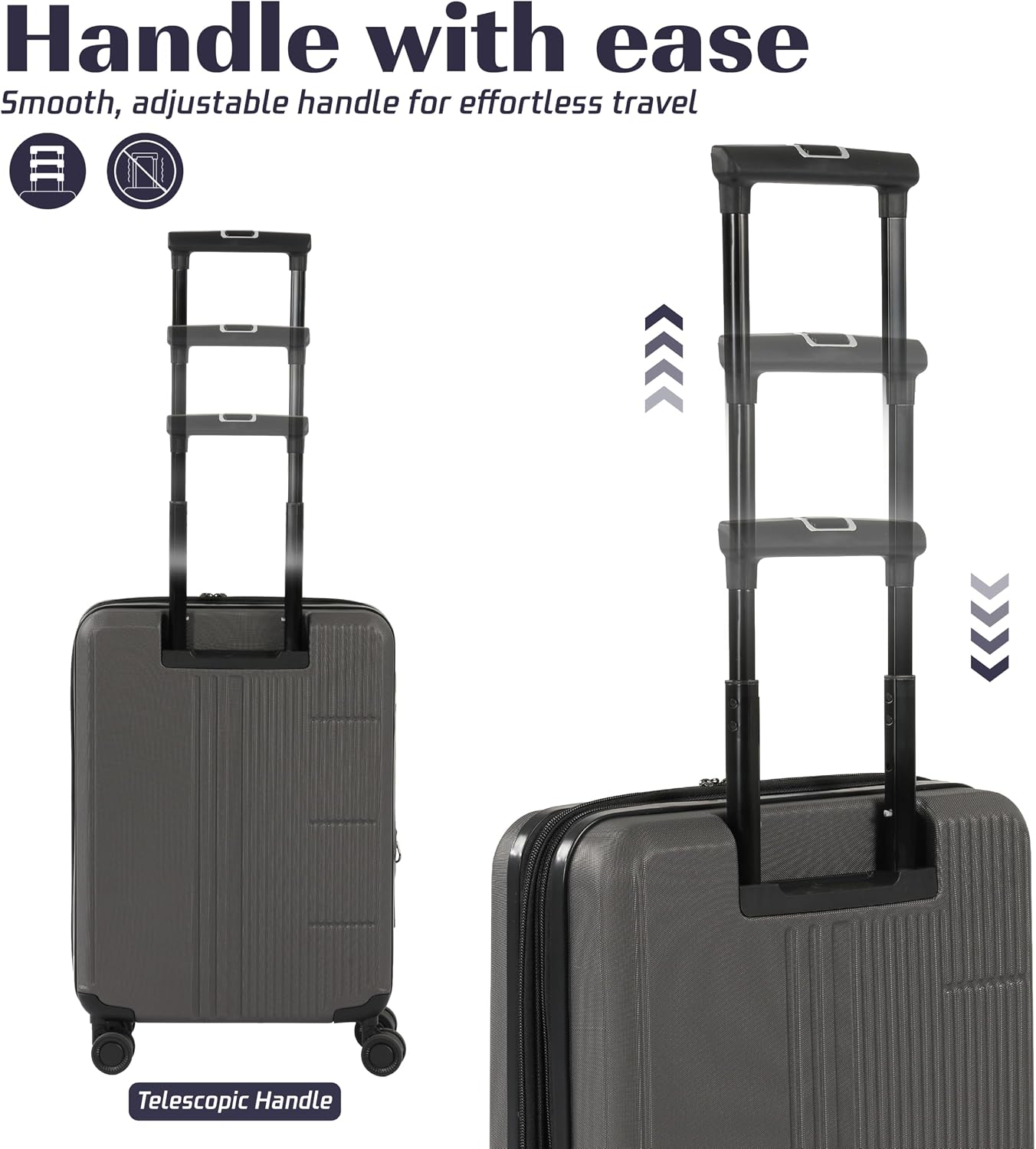SunSettler Expandable Carry On Luggage with Wheels, 20 Inch Lightweight Hard Shell Rolling Suitcases (Gray)