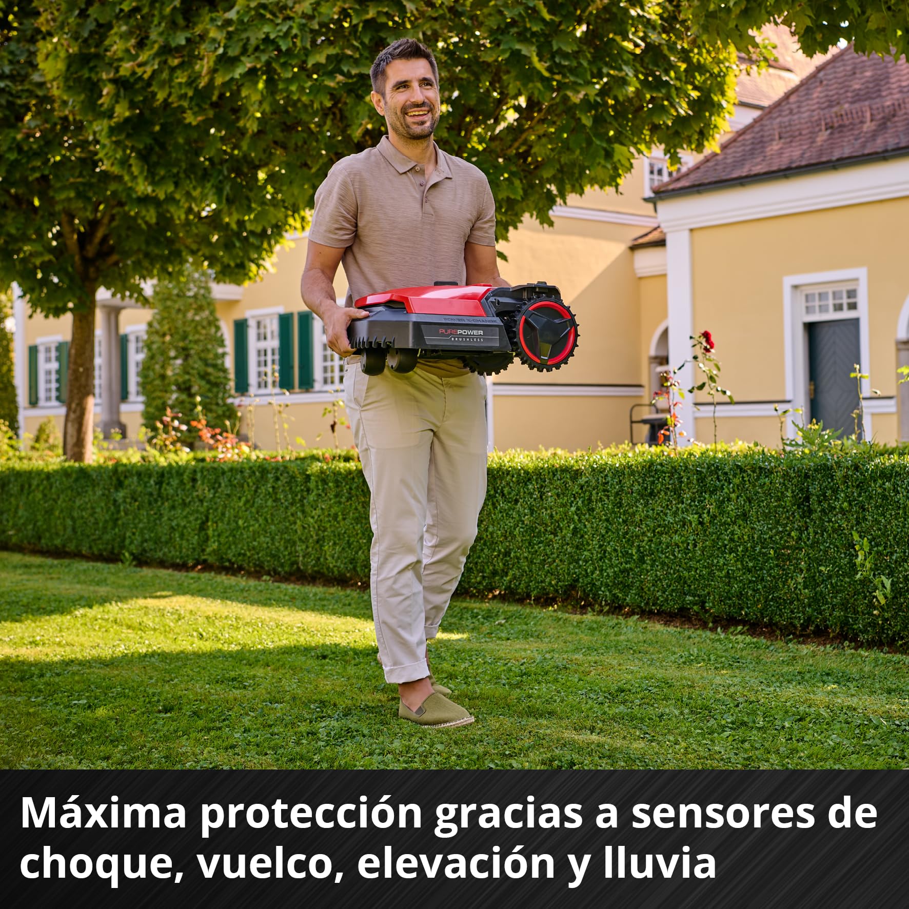 Einhell Robot cortacésped FREELEXO 500 Power X-Change (18 V, Control por aplicación, IPX5, actualizaciones por Aire vía WiFi, Incl. Equipo de instalación para 500 m² + batería de 2,5 Ah)