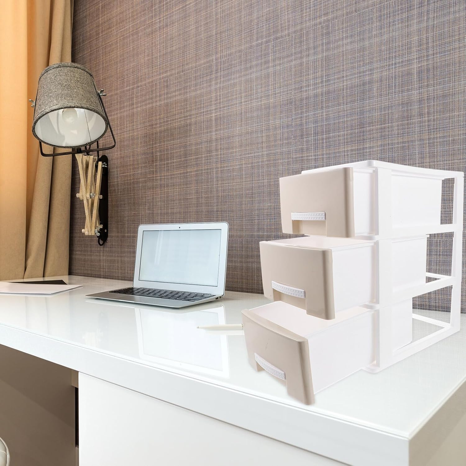 Plastic Storage Drawers for Desk Small Drawer Organizer Box with Large Capacity Space-saving Office Storage Container for Documents Files Stationery Versatile Desktop Organizer