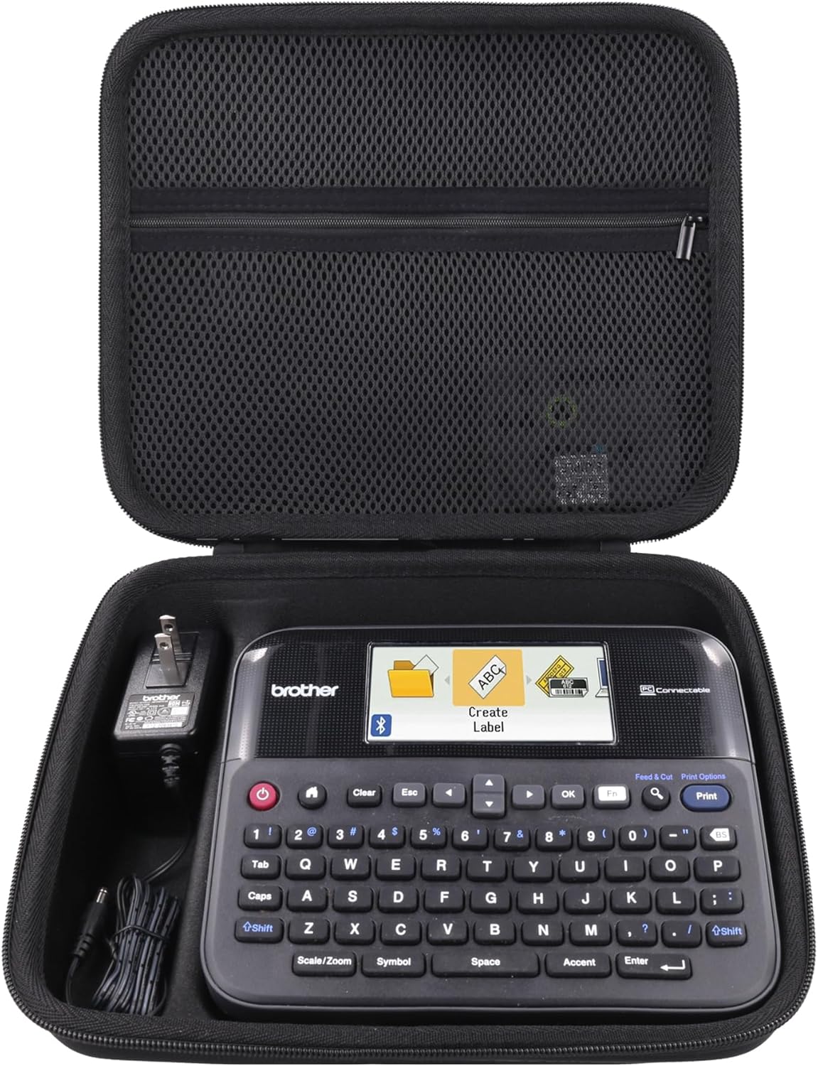 Label Printer Case Compatible with Brother P-Touch PT-D610BT/PT-D610BTVP/PTD600 Business Professional Connected Label Maker(Black Case)