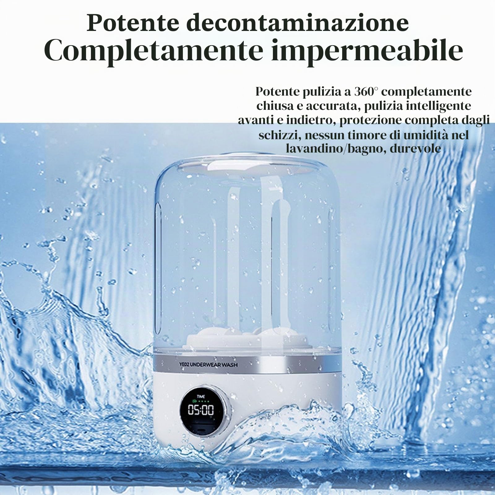 Ye02 - Mini lavatrice portatile per biancheria intima, 4000 mAh, wireless, pieghevole, da viaggio, lavatrice, per reggiseni, biancheria intima e altri piccoli vestiti