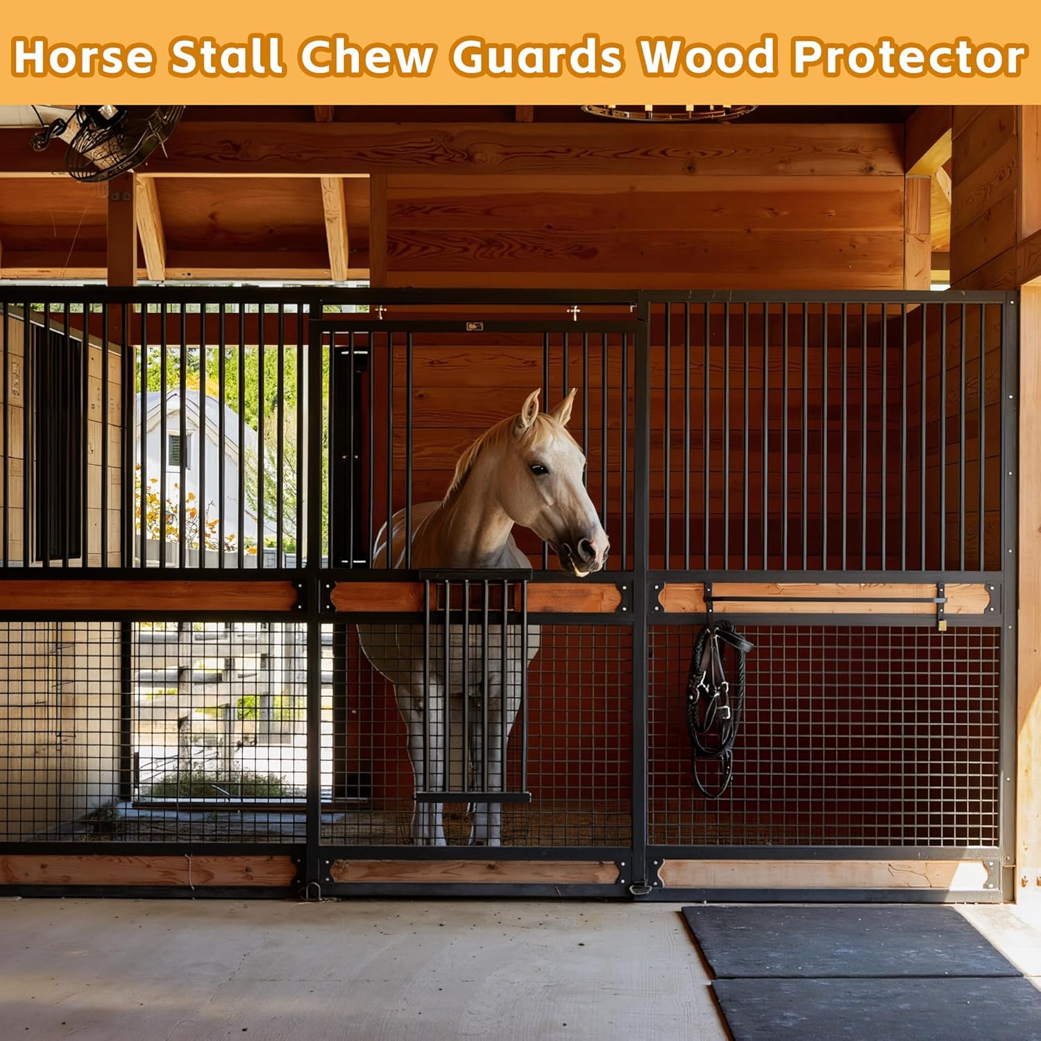 lukar 12 Pack 42 Inch Horse Stall Wall Channels, Heavy Duty Steel Horse Stall Chew Guards with 120 Screws & Pre-drilled Mounting Holes, Prevent Wood Damage in Horse Stable