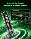 Rechargeable AAA Batteries with Charger 8-Pack, 1300mWh 1.5V Lithium Ion Triple A Batteries, 2500 Cycles Long-Lasting for Wireless Mouse, Remote Control, Gaming Keyboard, Toys