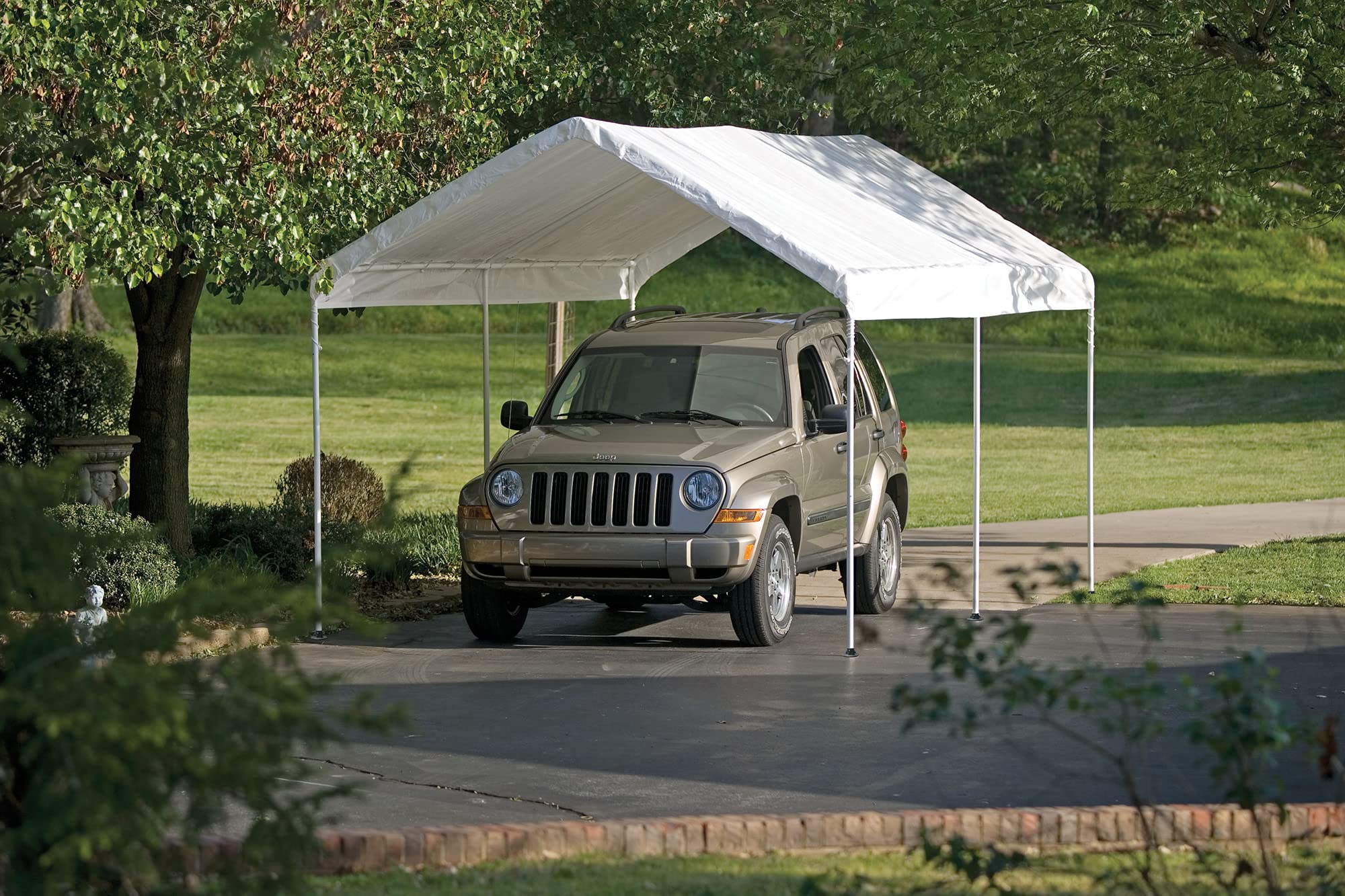 ShelterLogic 10' x 20' MaxAP Outdoor Gazebo or Heavy Duty Steel Canopy Including Waterproof Cover with 50+ UPF Sun Protection Backyard Shade Tent, White