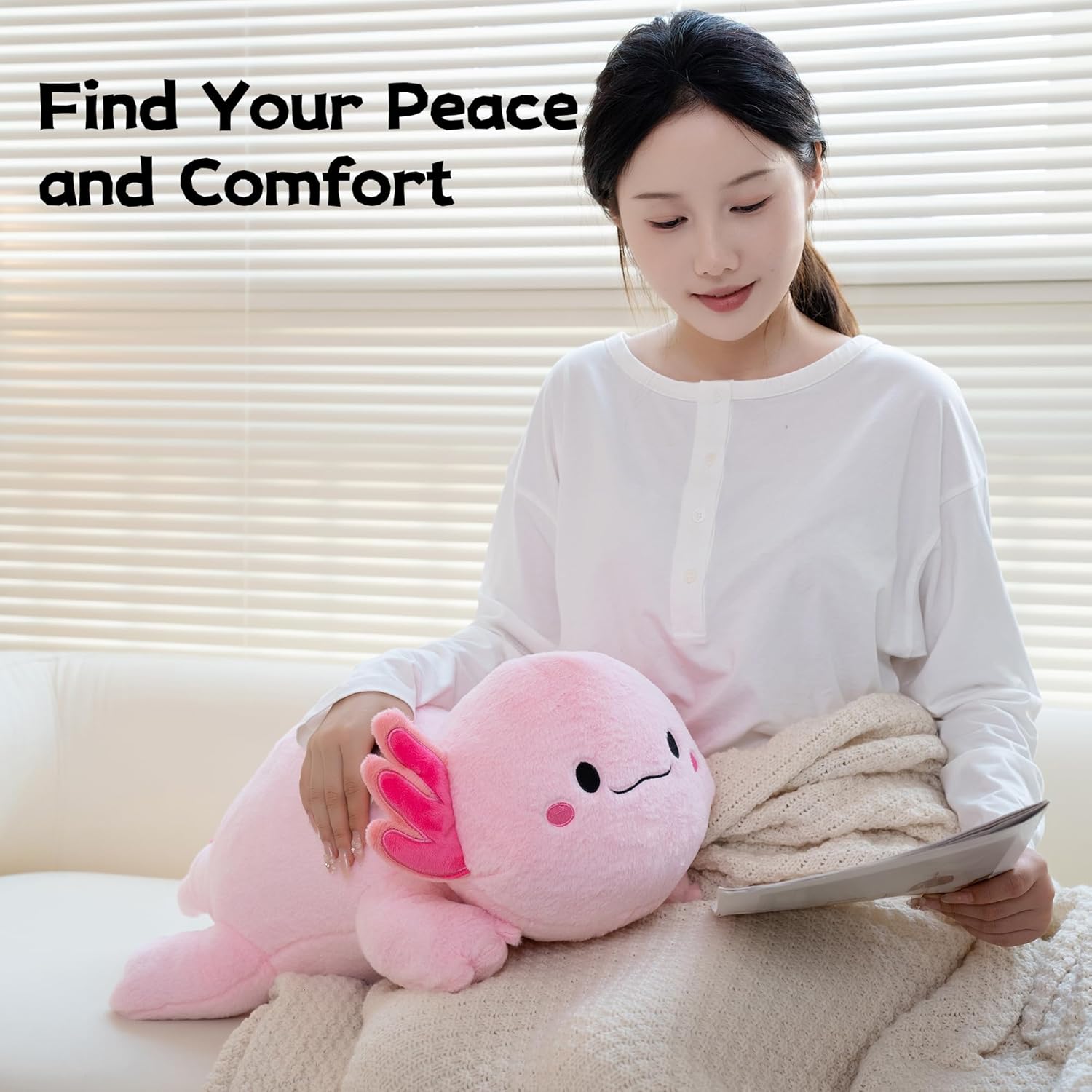 2.4 Pounds Weighted Axolotl Stuffed Animals 15.7Inch Pink Weighted Axolotl Plush,Huggable Companion for Kids & Adults, Gift for Thanksgiving, Christmas and Birthday. - Image 6