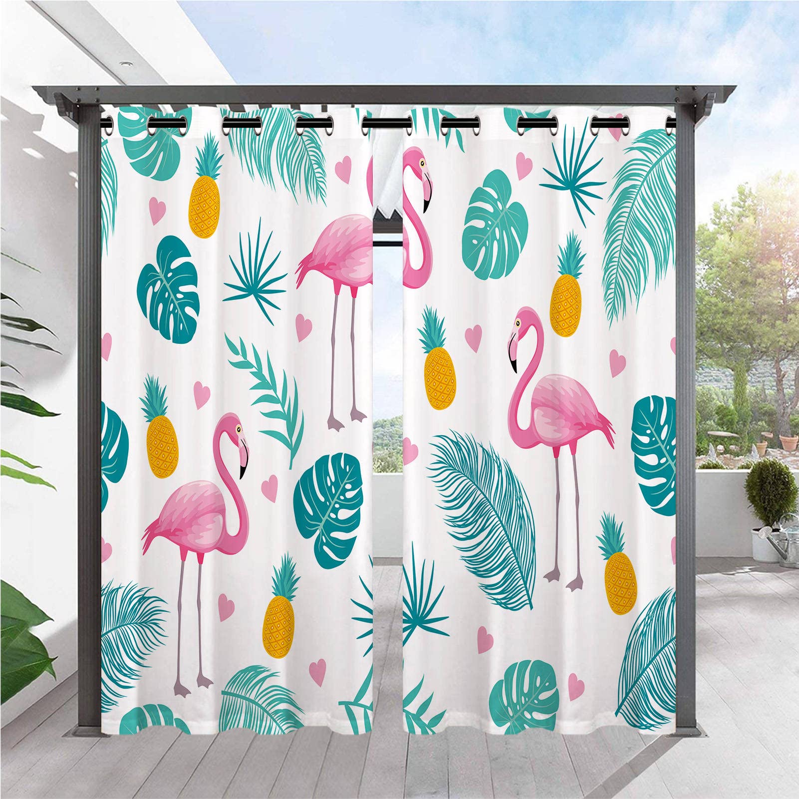 ANHOPE Outdoor Curtains Waterproof Eyelet Top 2 Panels W 52" x L 84" — image 1