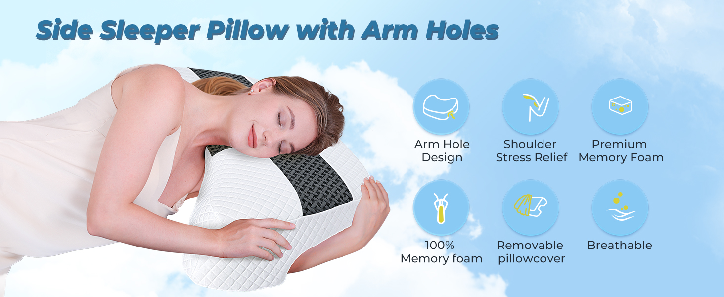 Side Rails Pillow Nuzzle Pillows For Side Sleepers SAHEYER Side Sleeper Pillow With Arm ...