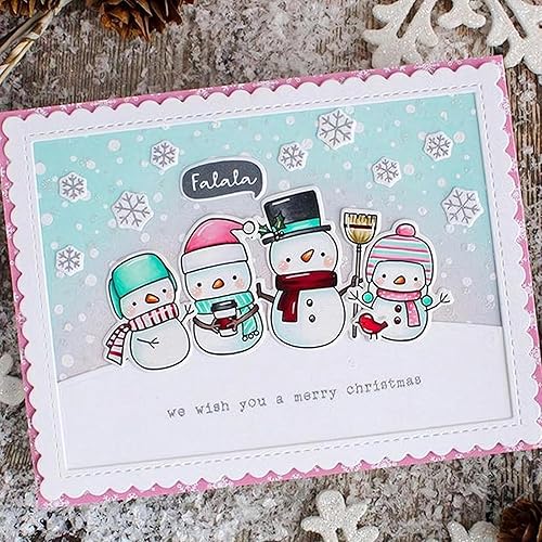 Miniatura 8 de Qoiseys Juego de sellos y troqueles transparentes de muñeco de nieve de invierno para hacer tarjetas, plantillas de corte para álbumes de recortes,